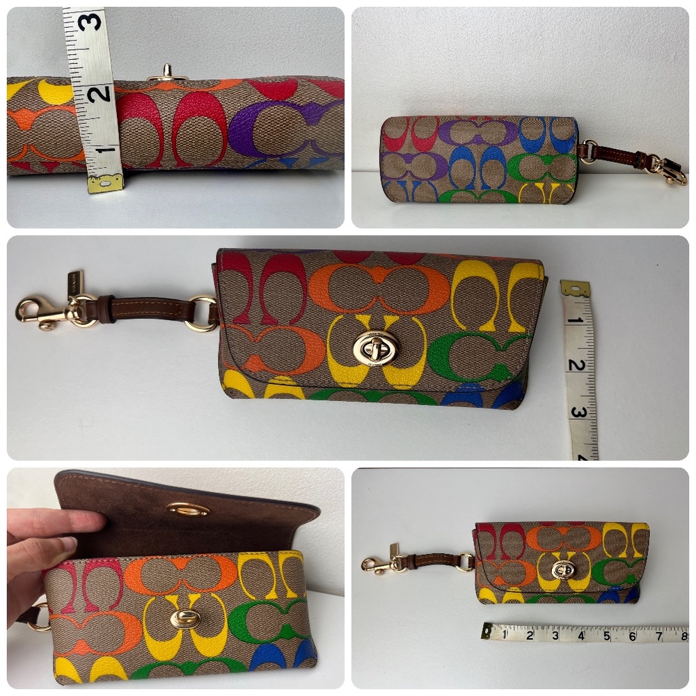 NEW COACH Sunglass Case In Rainbow Signature Jacquard Canvas Pride Rainbow
